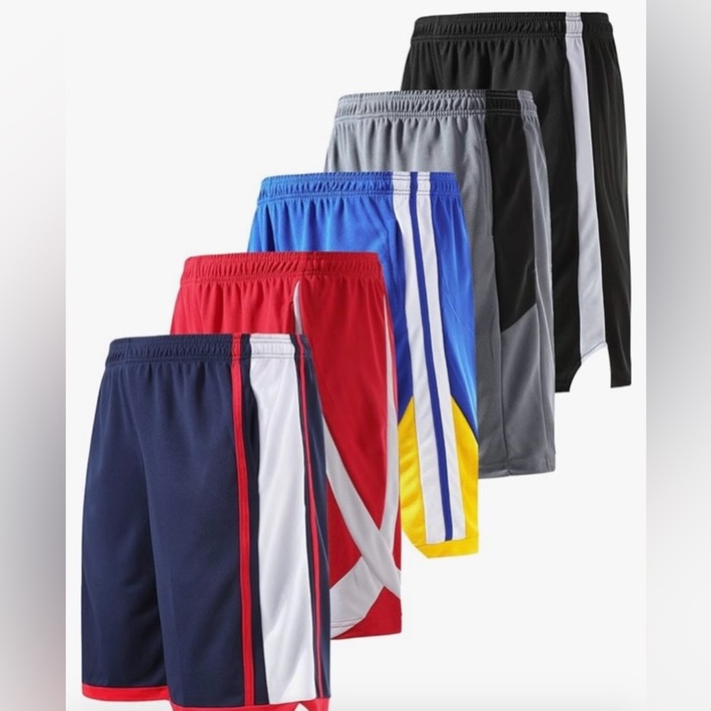 5 Pack Boys Athletic Mesh Basketball Shorts with Pockets Quick Dry Size Youth XS